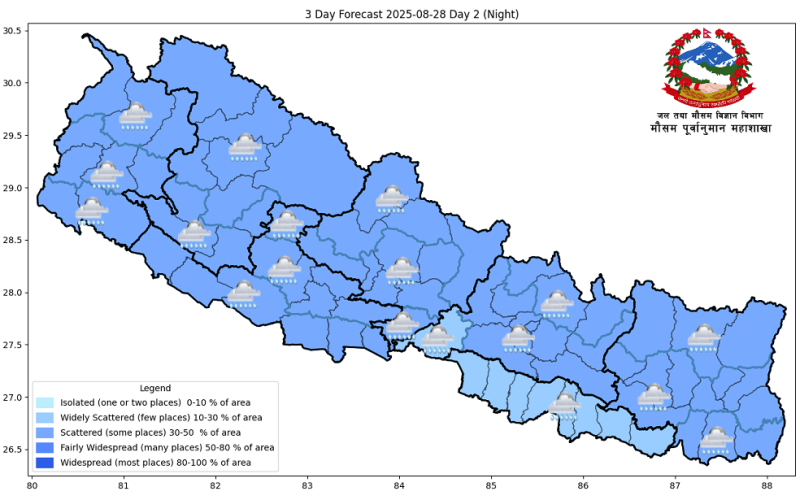 Monsoon Trough Near Average Position; Heavy Rainfall Likely in Several Provinces
