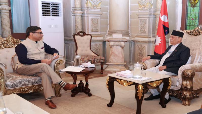 Indian Foreign Secretary Vikram Misri Holds Courtesy Meeting with PM Oli in Kathmandu