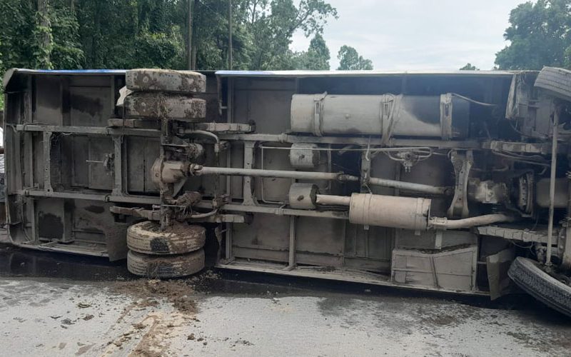 13 Injured as Bus Overturns on East-West Highway in Kawasoti, Nawalpur