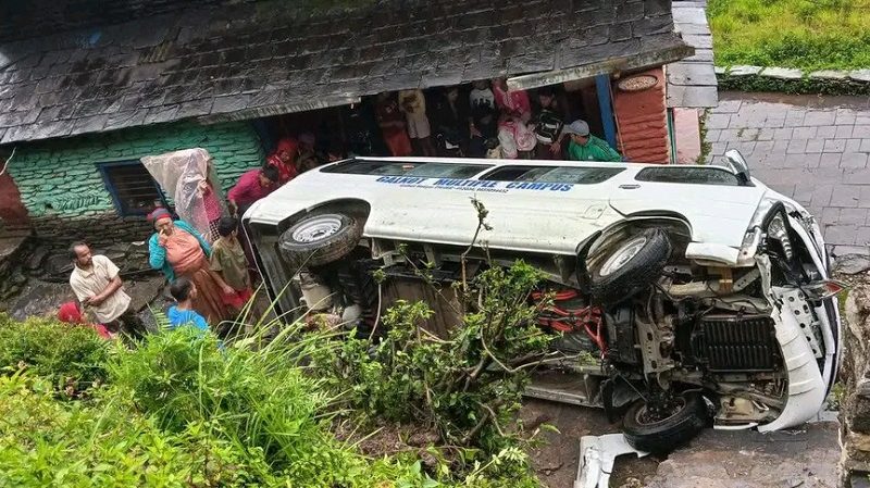 Seven Injured as Student Van Falls Off Road in Baglung
