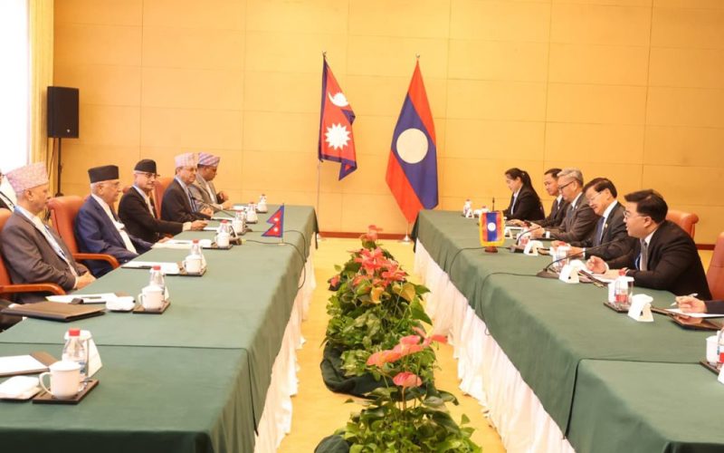 PM KP Sharma Oli Holds Bilateral Talks with Lao President Thongloun Sisoulith
