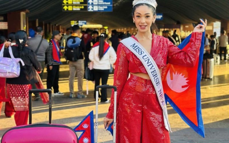 Miss Universe Nepal Sanya Aadhikari Departs for Thailand to Compete in Miss Universe 2025
